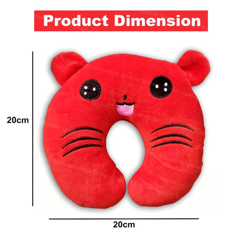 Synlark® New Born Baby Supersoft Neck Supporting Pillow for Head Shaping Baby (0-18 Month), Cotton, Pack of 1 (Red) - Image 4