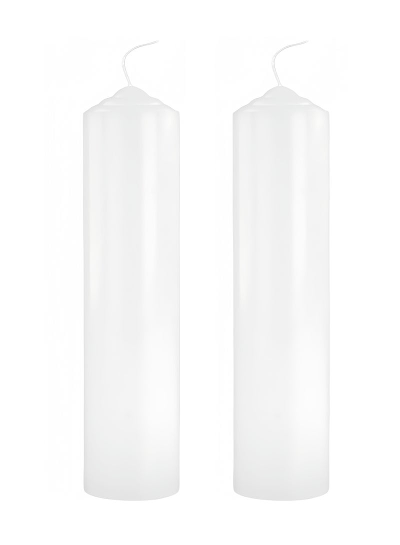 2 قطعة شموع ديم بقوة بيضاء كبيرة، قطر 5 سم طول 20 سم، بدون دخان وبدون عطر وبدون نصب، زمن الاشتعال 45 ساعة، شموع للتوزيع والانارة الطارئة - Image 1