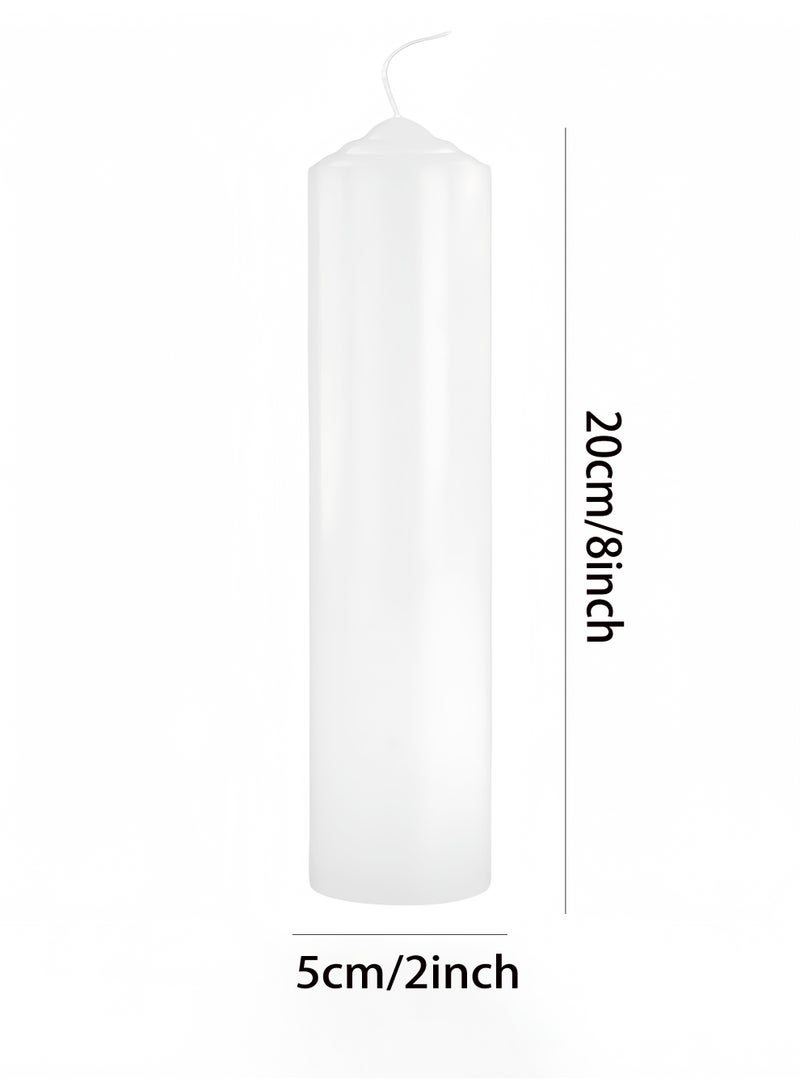 2 قطعة شموع ديم بقوة بيضاء كبيرة، قطر 5 سم طول 20 سم، بدون دخان وبدون عطر وبدون نصب، زمن الاشتعال 45 ساعة، شموع للتوزيع والانارة الطارئة - Image 3