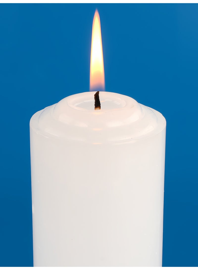 2 قطعة شموع ديم بقوة بيضاء كبيرة، قطر 5 سم طول 20 سم، بدون دخان وبدون عطر وبدون نصب، زمن الاشتعال 45 ساعة، شموع للتوزيع والانارة الطارئة - Image 4
