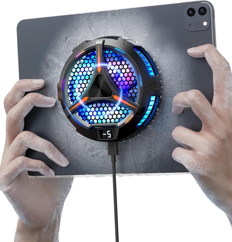 ACEDAYS iPad Cooler,Magnetic Tablet Cooler for ipad/Surface pro/Samsung Tab,Compatible for Steam Deck,Universal Radiator with Temperature Display for Mobile Gaming,Tiktok Live Streaming - Image 1