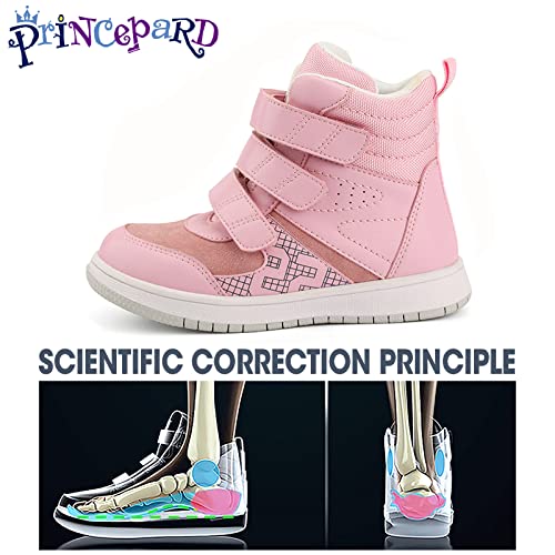 princepard Kids Orthopedic Shoes,Toddlers Corrective High Top Boots with Arch and Ankle Support,Improve Children's Flat Feet and Valgus/varus Pink - Image 3