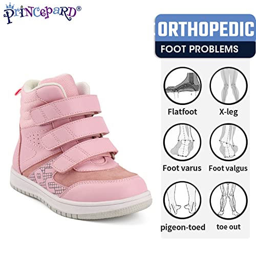 princepard Kids Orthopedic Shoes,Toddlers Corrective High Top Boots with Arch and Ankle Support,Improve Children's Flat Feet and Valgus/varus Pink - Image 2