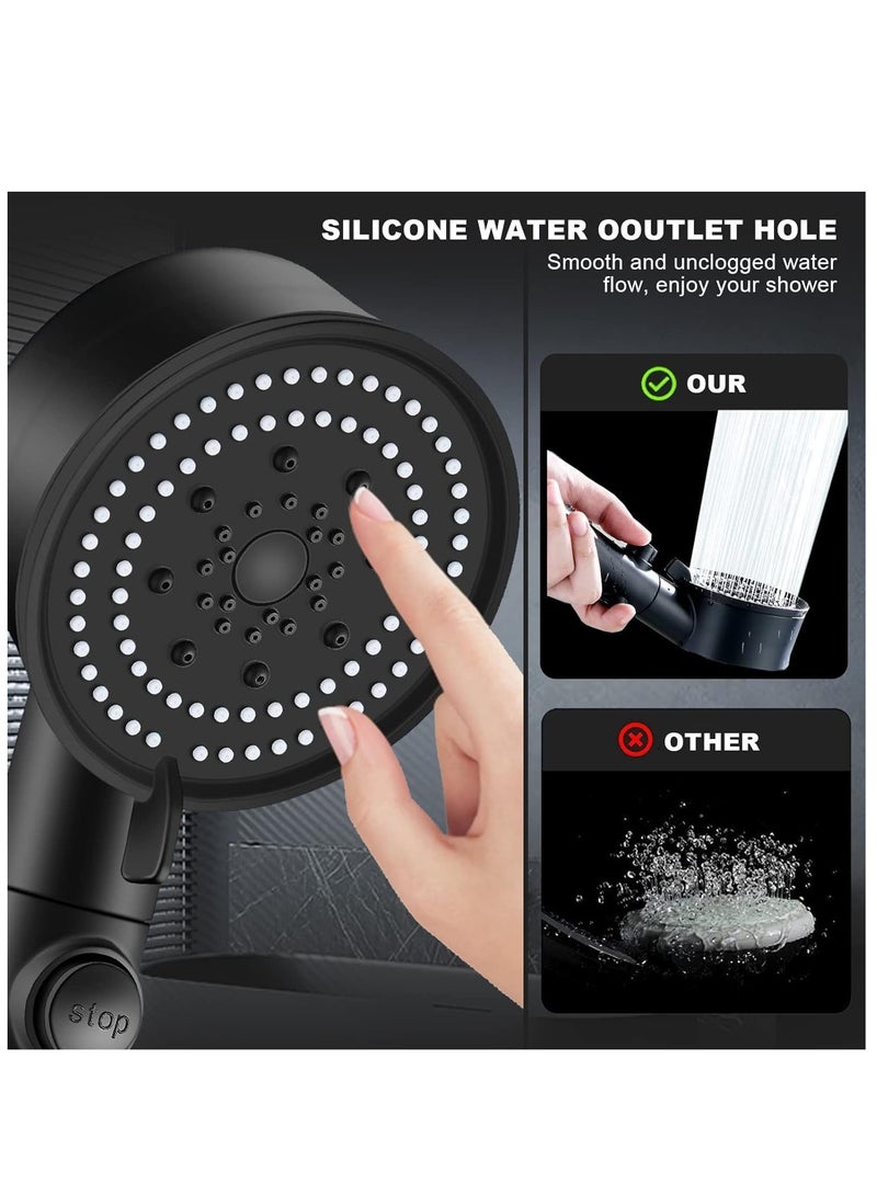 High Pressure Shower Head, Handheld Shower 5 Modes Power Shower Head,Shower Head and Hose 2m with Temperature Indicator, Water Saving Shower Head for Adults Children Pets - Image 3