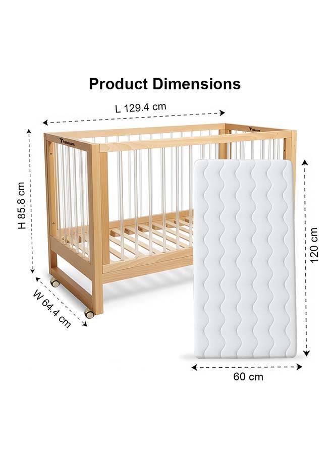 TEKNUM Prism 4in1 Acrylic Convertible Crib w/ mattress - Natural Brown - Image 5