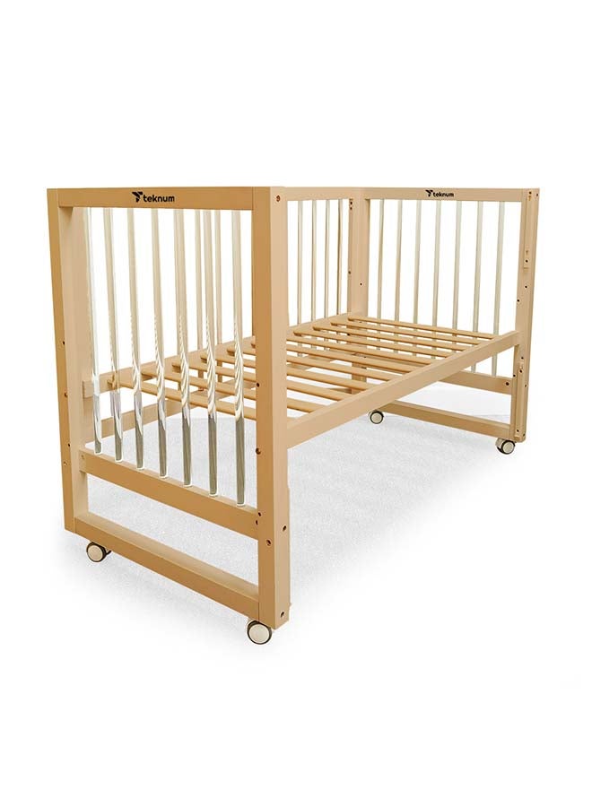 TEKNUM Prism 4in1 Acrylic Convertible Crib w/ mattress - Natural Brown - Image 1