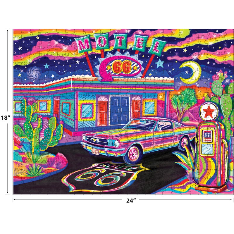 RoseArt - Neon Brights - Route 66 Night - 500 Piece Jigsaw Puzzle for Adults, Neon Retro Landscape - Image 3
