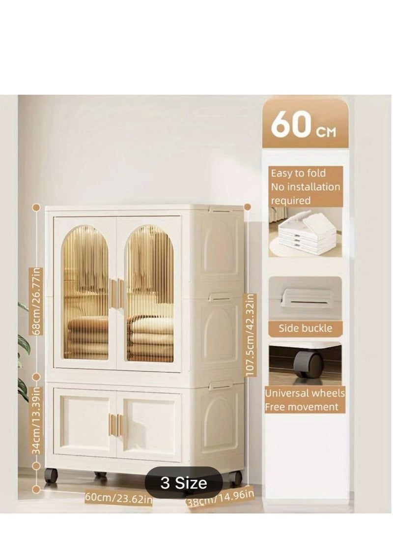 Generic - Plastic Cupboard with 4 Tiers for Efficient Storage Wardrobe Clothes Organizer Versatile Plastic Cabinet for Wardrobe Storage Clothes Almirah with Cabinet and Rack for Storage Multi function. - Image 1