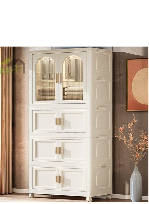Plastic Cupboard with 4 Tiers for Efficient Storage Wardrobe Clothes Organizer Versatile Plastic Cabinet for Wardrobe Storage Clothes Almirah with Cabinet and Rack for Storage Multi function.