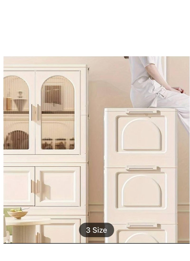 Generic - Plastic Cupboard with 4 Tiers for Efficient Storage Wardrobe Clothes Organizer Versatile Plastic Cabinet for Wardrobe Storage Clothes Almirah with Cabinet and Rack for Storage Multi function. - Image 1