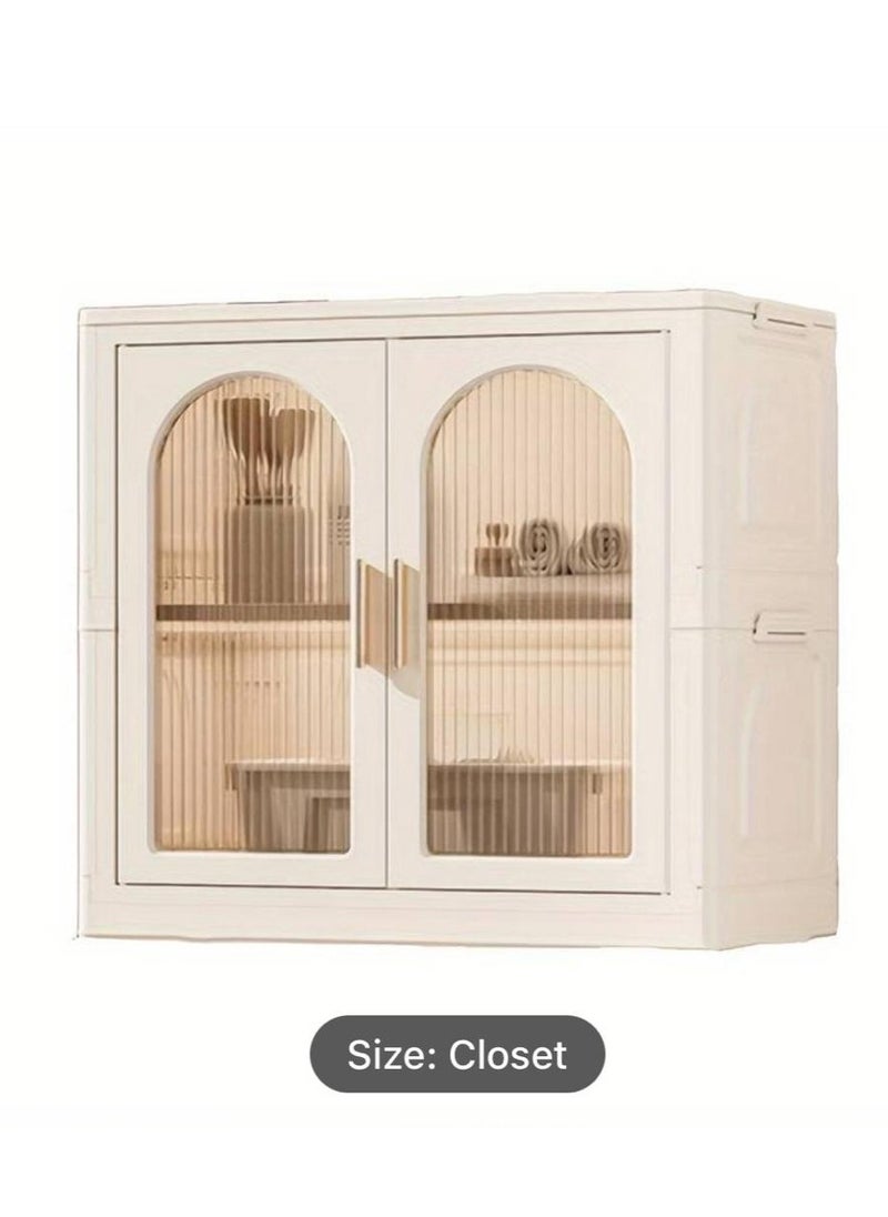 Generic - Plastic Cupboard with 4 Tiers for Efficient Storage Wardrobe Clothes Organizer Versatile Plastic Cabinet for Wardrobe Storage Clothes Almirah with Cabinet and Rack for Storage Multi function. - Image 1
