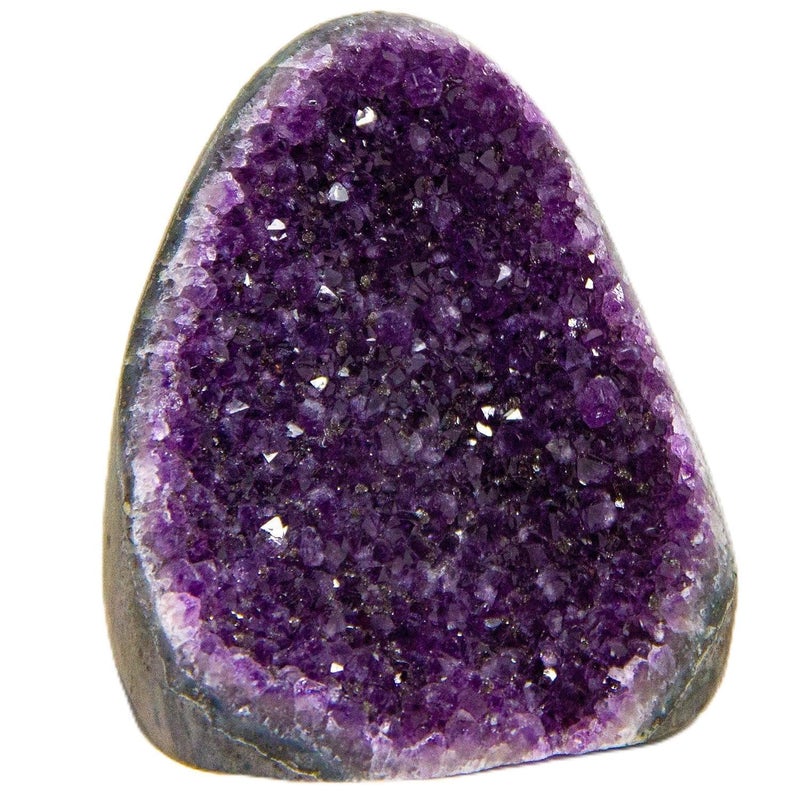 Natural Amethyst Cluster with Polished Edges 3 to 35 lb Real Raw Large Geode Healing Crystal Rock from Uruguay Deep Purple Decor and a FREE Velvet Pouch of Rose Quartz