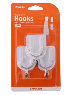 LAWAZIM Metal Head Adhesive Hooks - 4 Packs of 3 Piece - Heavy Duty Waterproof Rustproof Utility Hooks for Wall Door Bathroom Kitchen Office Removable Damage-Free Hanging U-Shaped Sticky Hooks  - Image 3