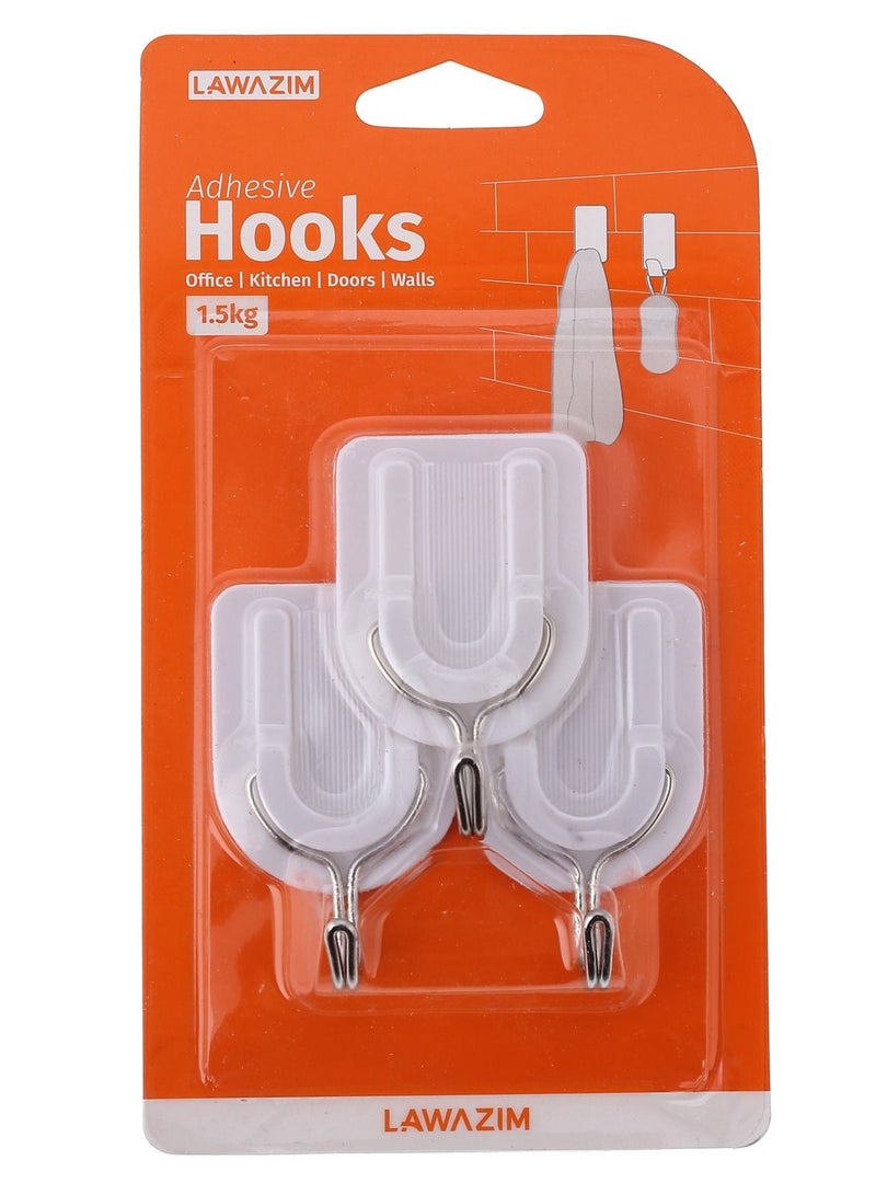 LAWAZIM Metal Head Adhesive Hooks - 4 Packs of 3 Piece - Heavy Duty Waterproof Rustproof Utility Hooks for Wall Door Bathroom Kitchen Office Removable Damage-Free Hanging U-Shaped Sticky Hooks - Image 3