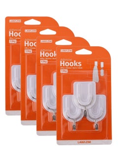 LAWAZIM Metal Head Adhesive Hooks - 4 Packs of 3 Piece - Heavy Duty Waterproof Rustproof Utility Hooks for Wall Door Bathroom Kitchen Office Removable Damage-Free Hanging U-Shaped Sticky Hooks  - Image 1