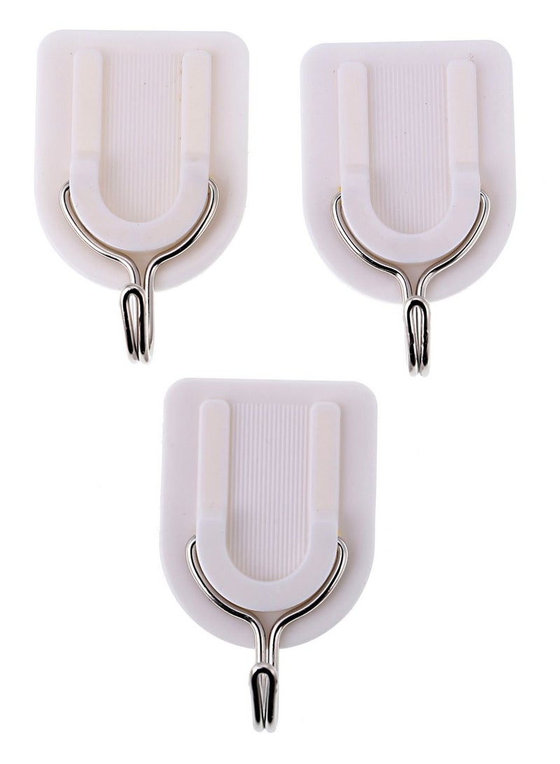 LAWAZIM Metal Head Adhesive Hooks - 4 Packs of 3 Piece - Heavy Duty Waterproof Rustproof Utility Hooks for Wall Door Bathroom Kitchen Office Removable Damage-Free Hanging U-Shaped Sticky Hooks - Image 2