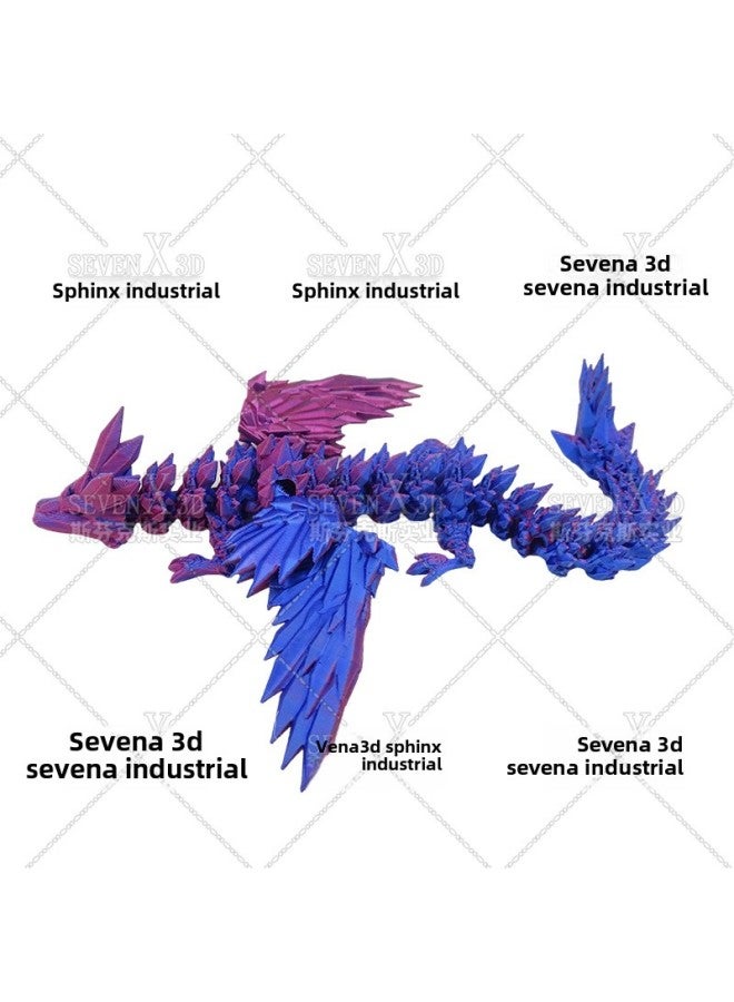 3D Printing Crystal Dragon Pterosaur With Wings Joint Movable Toy Three-dimensional Ornaments Hand Gift Customization-Color:Crystal Flying Dragon Wing Dragon 2-Size:23cm (high Quality)  - Image 1