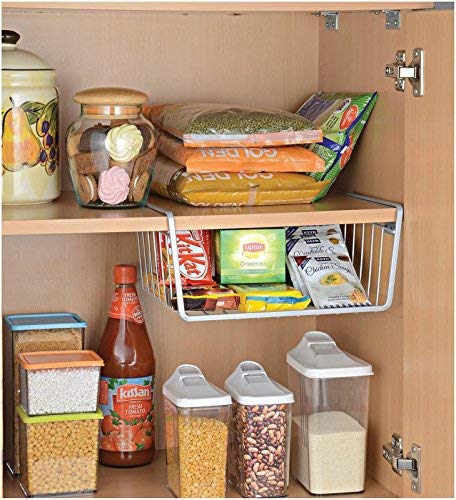 Go Hooked Go Hooked 12" Undershelf Storage Basket Under Cabinet Storage Organizer (3 Pcs, Silver)  - Image 3