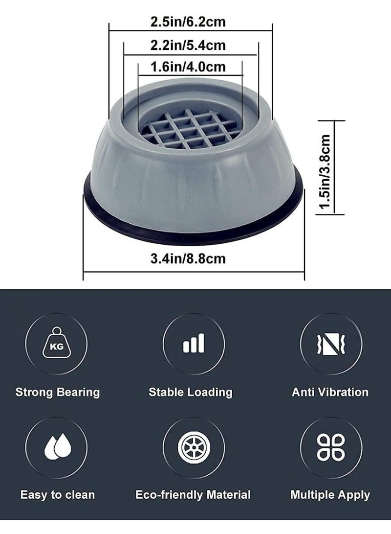 Brizone 4pcs Anti-Vibration Pads for Washer & Dryer – Shock Absorbing, Noise Cancelling, Non-Slip Rubber Feet for Washing Machines, Furniture, Sofas, Tables, Chairs – Floor Protectors & Vibration Dampeners - Image 2