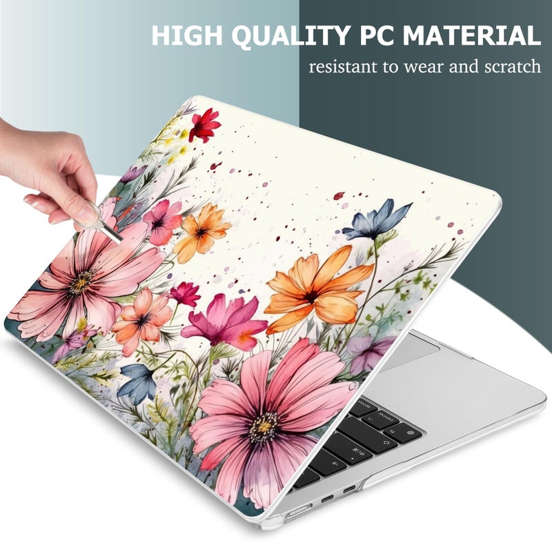 Mektron Designed For 2025/2024/2023 Macbook Air 15 Inch M4 A3241 /M3 A3114 /M2 A2941 Case  Printed Plastic Hard Shell Cover With 15.3 "" Liquid Retina Display Touch Id  Colorful Floral - Image 4