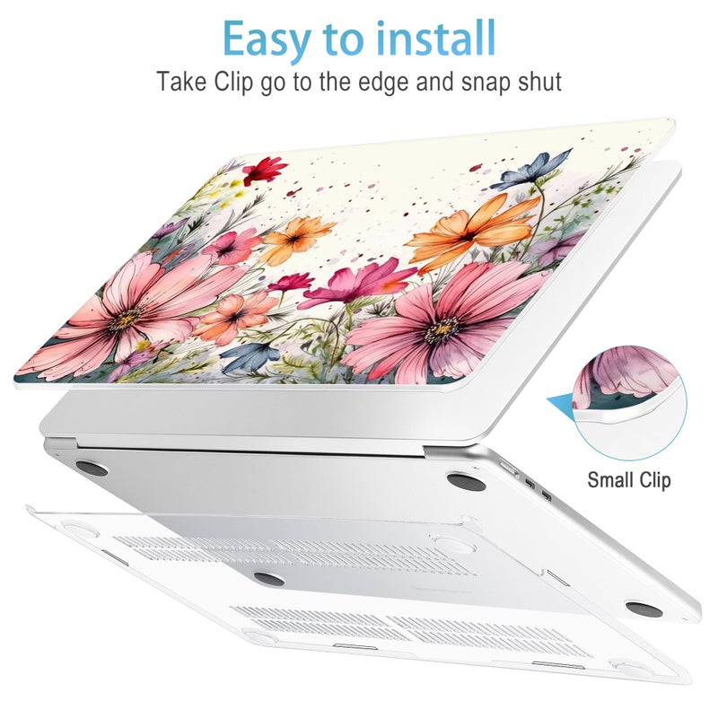 Mektron Designed For 2025/2024/2023 Macbook Air 15 Inch M4 A3241 /M3 A3114 /M2 A2941 Case  Printed Plastic Hard Shell Cover With 15.3 "" Liquid Retina Display Touch Id  Colorful Floral - Image 5