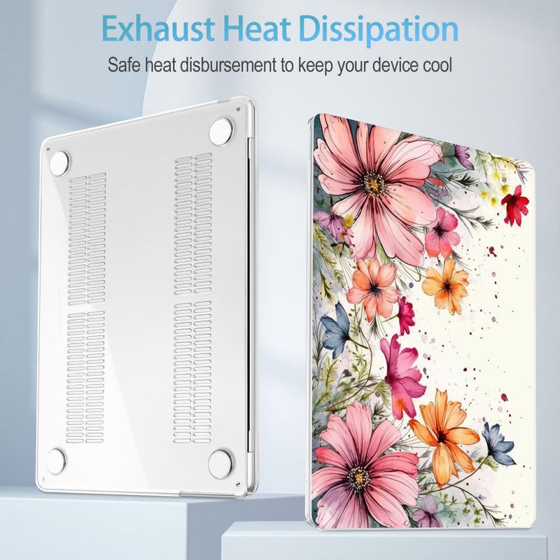 Mektron Designed For 2025/2024/2023 Macbook Air 15 Inch M4 A3241 /M3 A3114 /M2 A2941 Case  Printed Plastic Hard Shell Cover With 15.3 "" Liquid Retina Display Touch Id  Colorful Floral - Image 3
