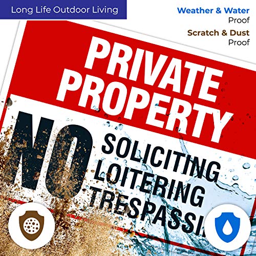 Sigo Signs Private Property Sign, No Soliciting No Loitering No Trespassing, 10x14 Inches, Rust Free .040 Aluminum, Fade Resistant, Made in USA - Image 5