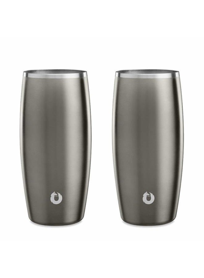 SNOWFOX Elegance Collection Insulated Stainless Steel Beer Glass, 2 Count (Pack of 1), Olive Grey - Image 1