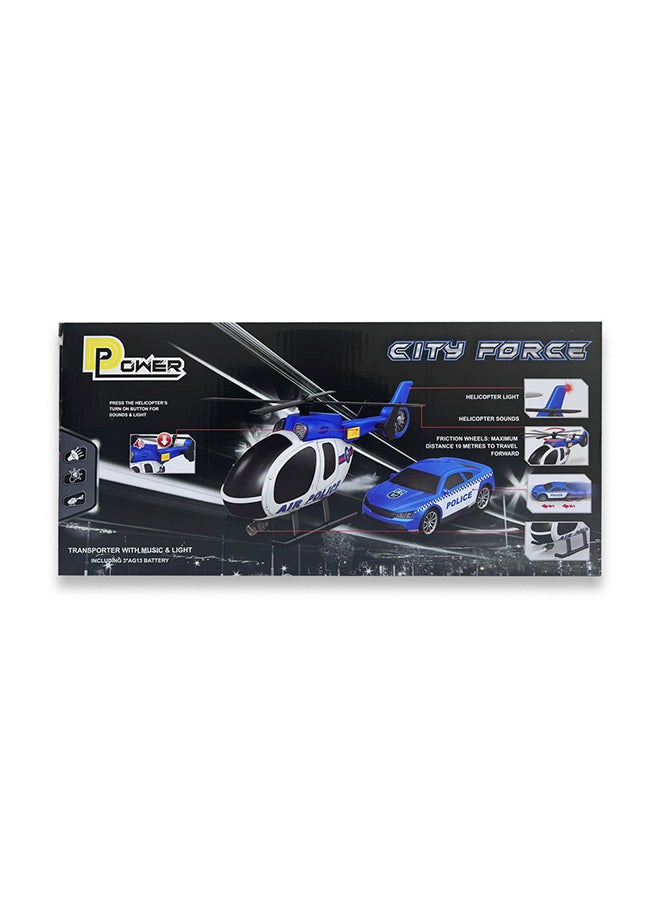 D-Power Helicopter & Sports Car 1:14 Scale Firemen Playset – Blue | Elevate the excitement with this 1:14 scale Firemen Playset |  Requires Batteries: 3x LR44 batteries included | Ideal gifts ages 3+  - Image 1