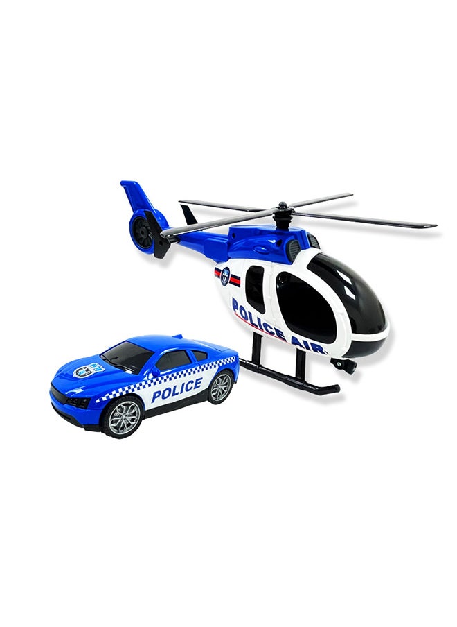 D-Power Helicopter & Sports Car 1:14 Scale Firemen Playset – Blue | Elevate the excitement with this 1:14 scale Firemen Playset |  Requires Batteries: 3x LR44 batteries included | Ideal gifts ages 3+  - Image 5