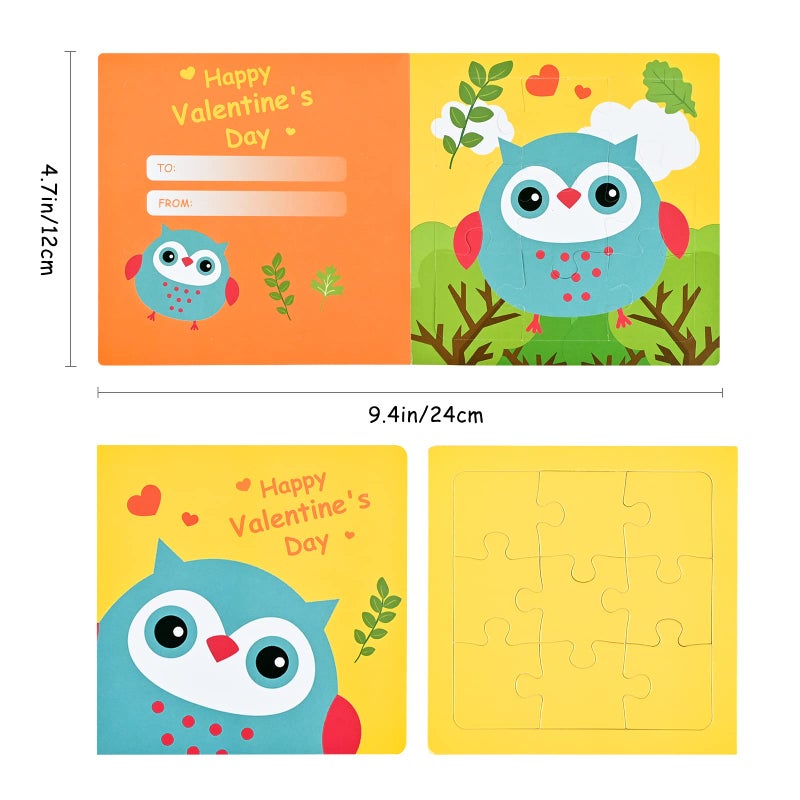 POPGIFTU Valentines Day Puzzle Cards for Kids, 27 Pack Animal Jigsaw Puzzle Cards with Envelopes & Stickers Bulk for Classroom Gift Exchange, Valentine Party Favors for School Toddlers Girls Boys Class Prizes - Image 2