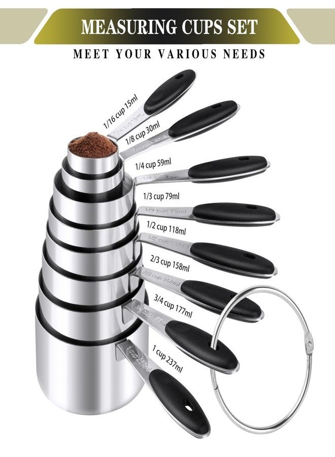 BOBIPRO Measuring Cups & Spoons Set of 16, BOBIPRO Stainless Steel 8 Nesting Measure Cups Set & 7 double-sided Magnetic Measuring Spoons Set & 1 Leveler for Dry and Liquid Ingredient - Image 2