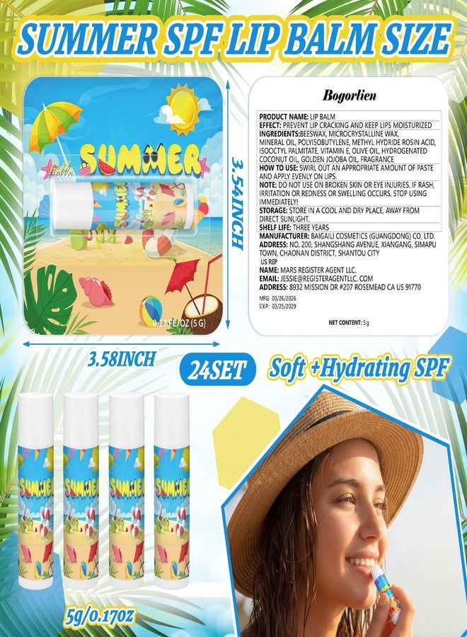 Demissle 24 Pack Summer Spf 30 Lip Balm Party Favors, Beach Pool Birthday Goodie Bag Stuffers Coconut Sunscreen Lip Balm Bulk for Summer Travel and Outdoor Back to School Teacher Classroom Gifts - Image 2