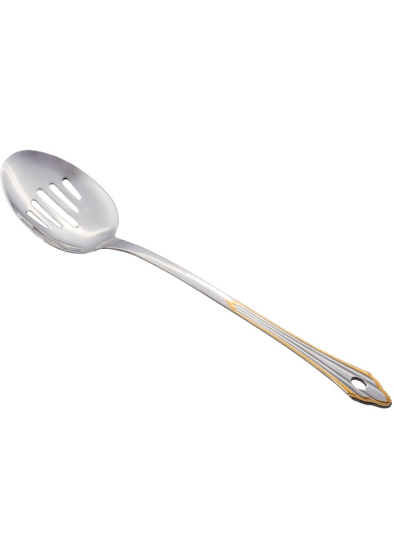 Dania Stainless Steel Scoop And Food Spoon With Golden Decor length 35 cm  - Image 1