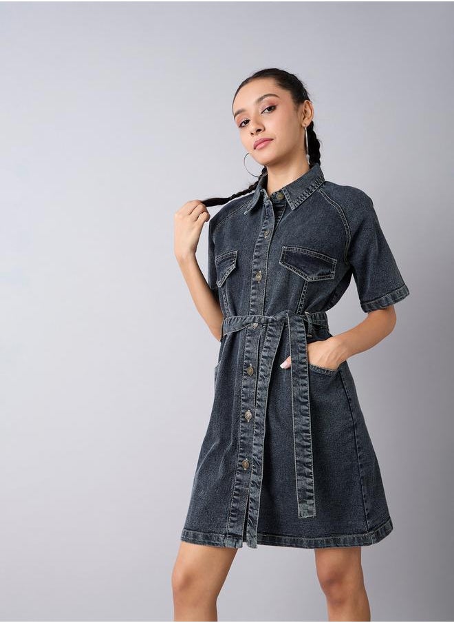 Acid Wash Denim Collared Shirt Dress with Tie Up Belt - pzsku/Z5034FEDF532F66F4C56FZ/45/_/1732386868/e694aa2e-48b1-4832-b574-2ff71842529d