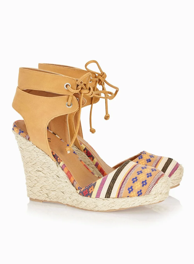 Qupid Ankle Cuff Espadrille Wedge Sandals
