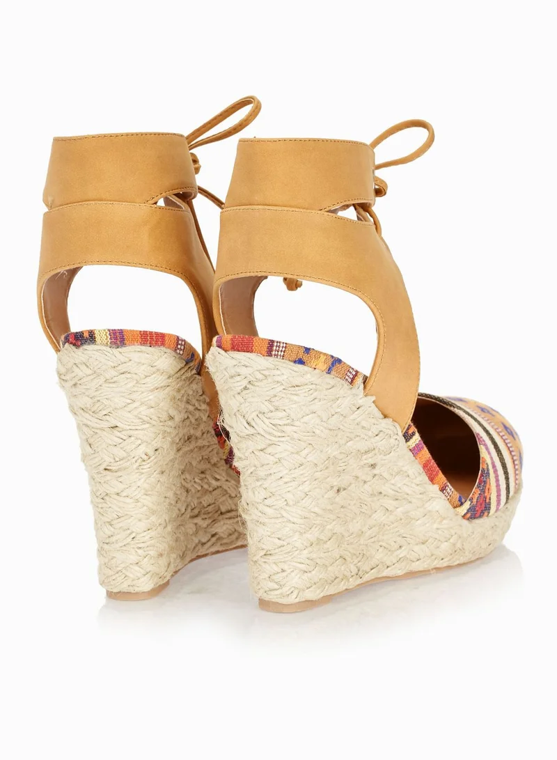 Qupid Ankle Cuff Espadrille Wedge Sandals