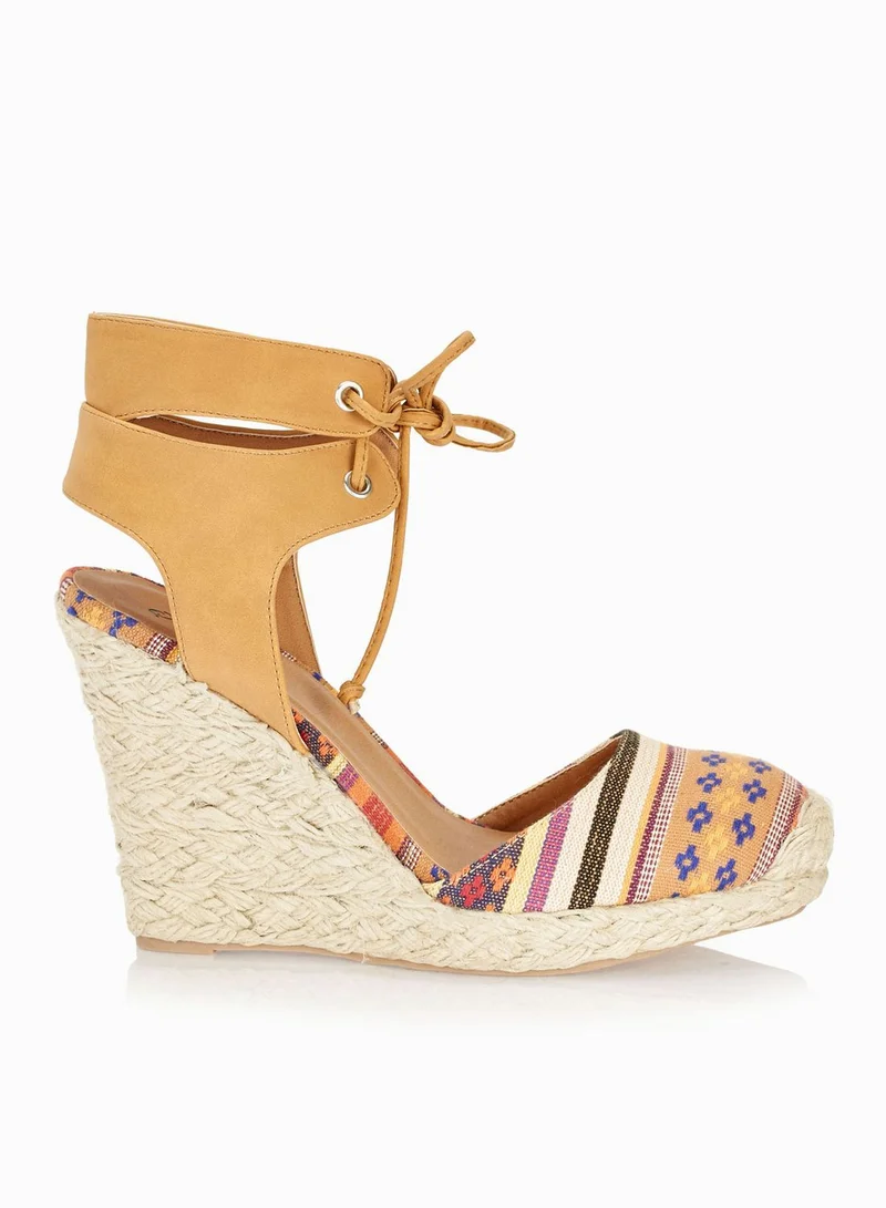 Qupid Ankle Cuff Espadrille Wedge Sandals