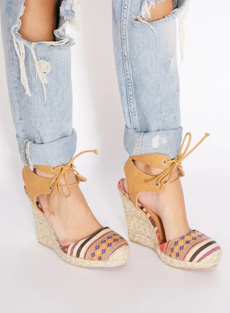 Qupid Ankle Cuff Espadrille Wedge Sandals
