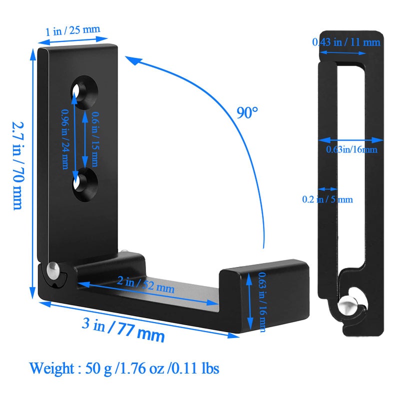 OHIYO Folding Wall Hook 2PCS Folding Coat Hooks for Hanging Heavy Duty Coat & Bag & Backpack & Hat & Headphone Foldable Coat Hooks Wall Mounted Saves Space (Black) - Image 2