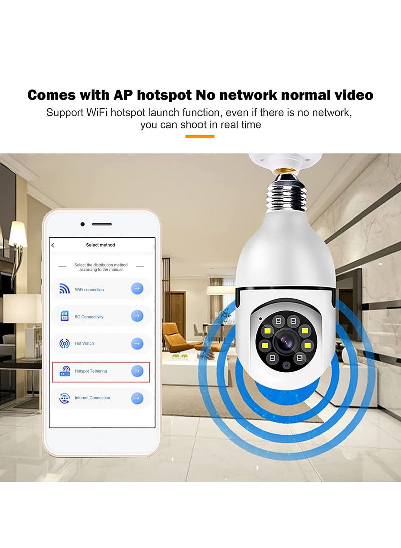 DubaiGallery Light Bulb Security Camera, Keilani Light Bulb Security Camera, Keilini Security Camera, 360°Panoramic Surveillance Cam, 2.4GHz WiFi Smart 1080P Outdoor Security Camera Motion Detection - Image 3