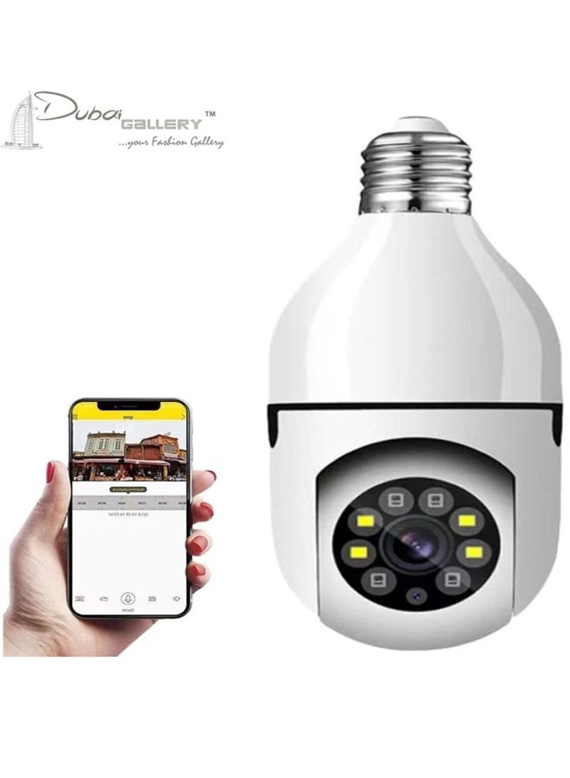 DubaiGallery Light Bulb Security Camera, Keilani Light Bulb Security Camera, Keilini Security Camera, 360°Panoramic Surveillance Cam, 2.4GHz WiFi Smart 1080P Outdoor Security Camera Motion Detection - Image 1