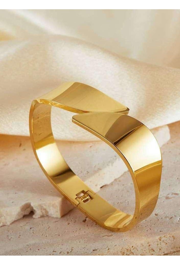 فيبراندا سوار أنيق بتصميم فاخر مصنوع من معدن ذهبي لامع مقاوم للصدأ - Image 3