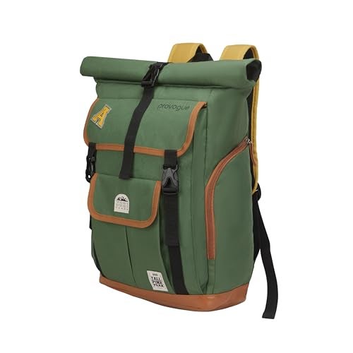 Provogue Dravik 35 litres everyday roll-top laptop backpack with 15.6 inch laptop compartment for men and women in forest green, stylish contemporary daily use college, office and outdoor bag - Image 1