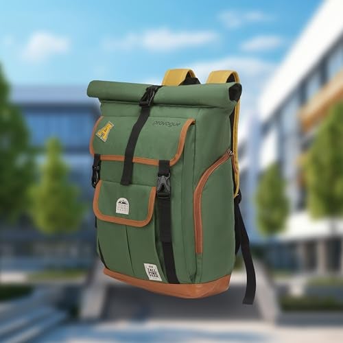 Provogue Dravik 35 litres everyday roll-top laptop backpack with 15.6 inch laptop compartment for men and women in forest green, stylish contemporary daily use college, office and outdoor bag - Image 2