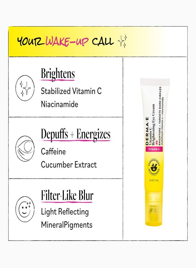 derma-e Derma E Vitamin C Brightening Eye Cream, 0.5 Fl Oz, Under Eye Cream with Niacinamide, Caffeine & Cucumber Extract, Helps Reduce Dark Circles & Puffiness, Cooling Tip Applicator, Filter-Like Finish - Image 5