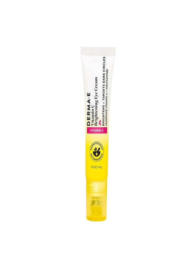 derma-e Derma E Vitamin C Brightening Eye Cream, 0.5 Fl Oz, Under Eye Cream with Niacinamide, Caffeine & Cucumber Extract, Helps Reduce Dark Circles & Puffiness, Cooling Tip Applicator, Filter-Like Finish - Image 1