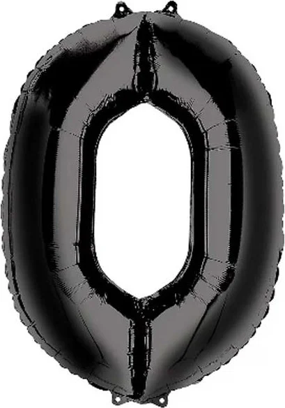 Partioutlet 0 Number Foil Balloon Black 100 cm