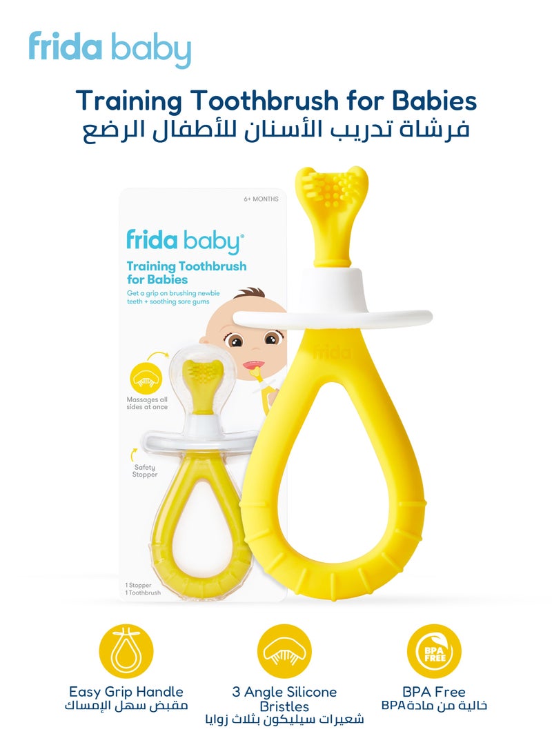 fridababy Training Toothbrush for Babies – 6+ Months | Soft Silicone Bristles | Easy-Grip Handle | Teething Relief | BPA-Free Infant Oral Care | Safe & Gentle Baby Brush  - Image 1