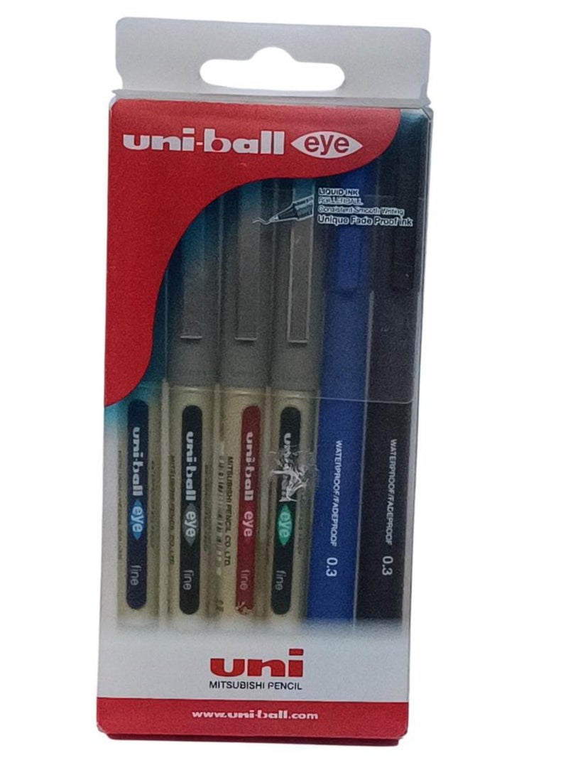 يوني بول مجموعة أقلام حبر سائل من 6 قطع متعدد الألوان - Image 2